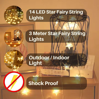 Mini Star Fairy String Lights 3M Warm White LED (Pack of 1)