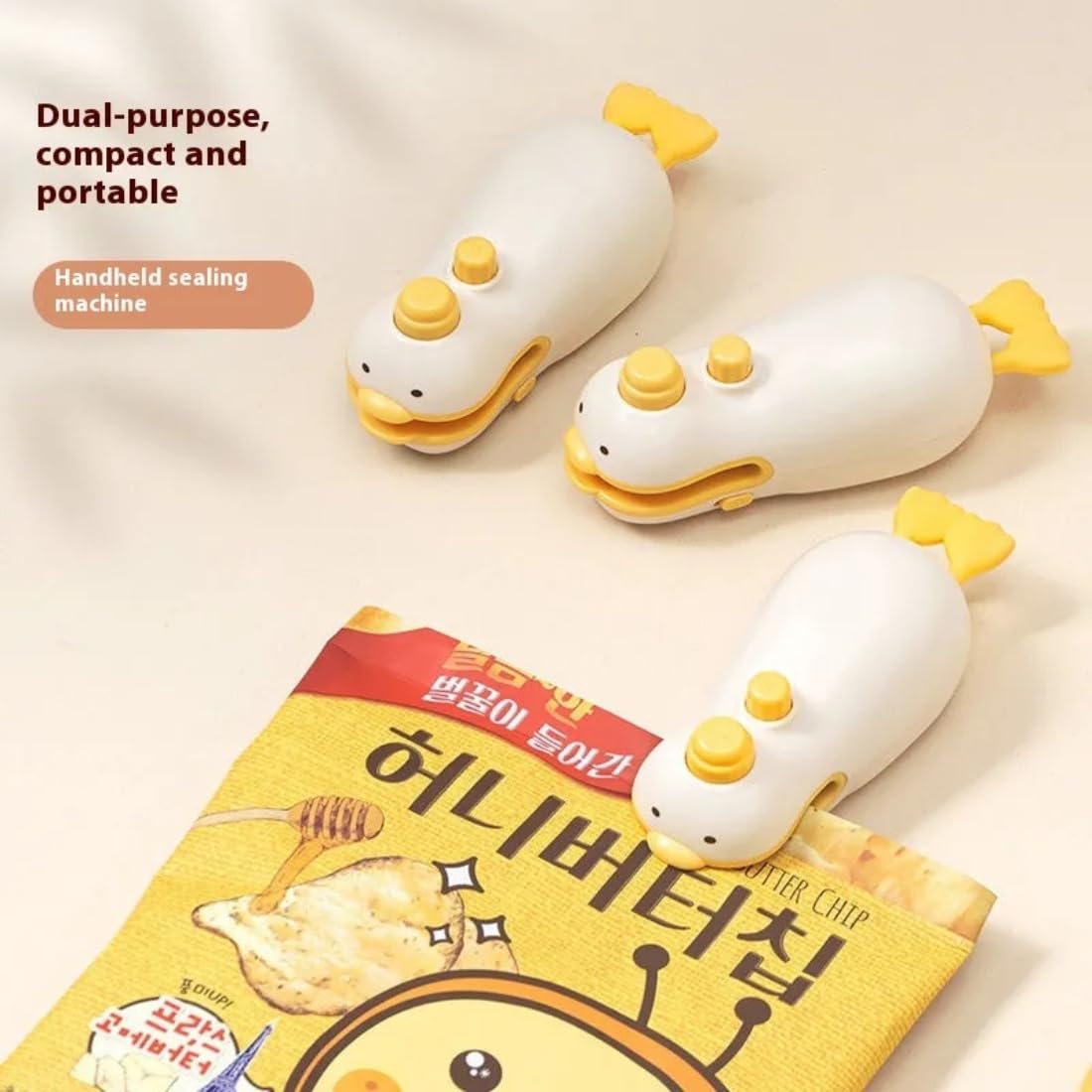 Duck-Shaped Mini Bag Sealer, Portable Handheld Heat Sealer for Snacks & Chips